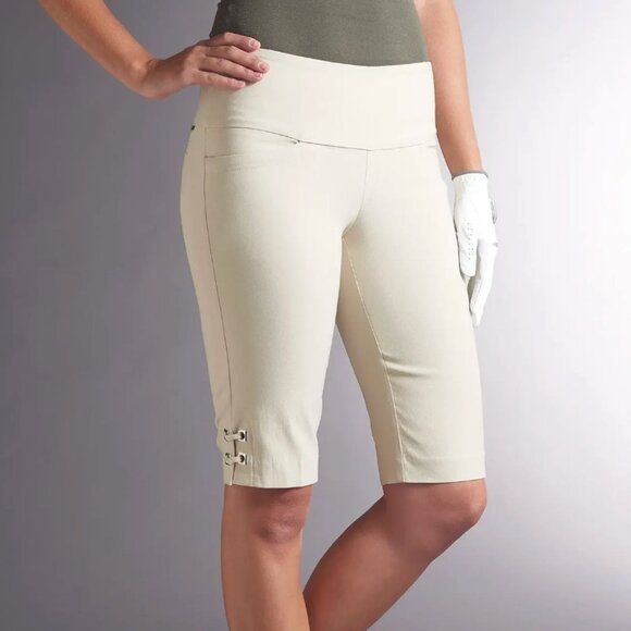 Swing Control 13" Eyelet Masters Tummy Control Shorts in Stone Light Beige, 8 - Picture 2 of 8